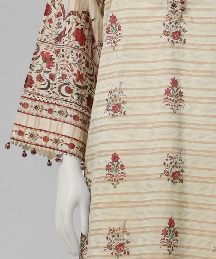 Jacquard Ivory Unstitched Suit - J. Junaid Jamshed