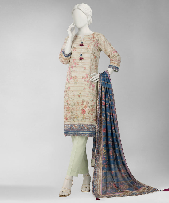 Jacquard Green Unstitched Suit - J. Junaid Jamshed