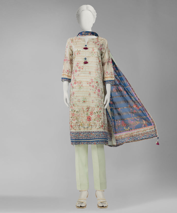 Jacquard Green Unstitched Suit - J. Junaid Jamshed
