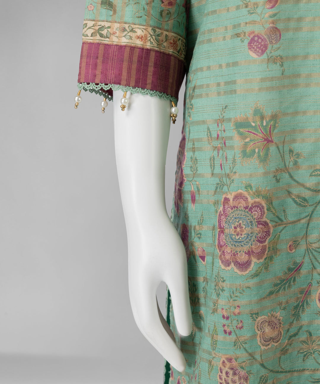 Jacquard Green Unstitched Suit - J. Junaid Jamshed