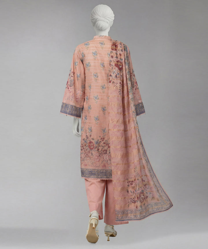 Jacquard Pink Unstitched Suit - J. Junaid Jamshed