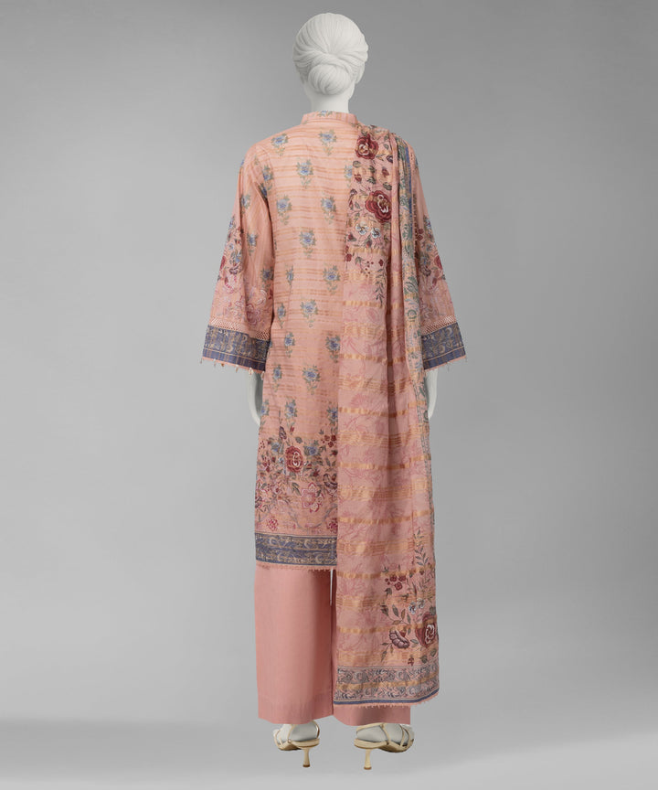 Jacquard Pink Unstitched Suit - J. Junaid Jamshed