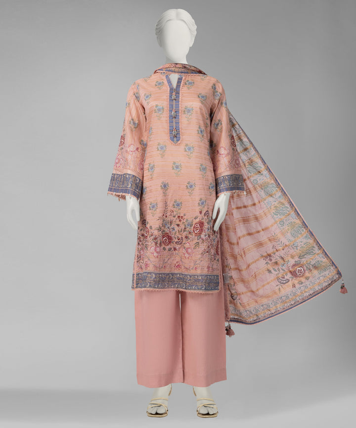 Jacquard Pink Unstitched Suit - J. Junaid Jamshed