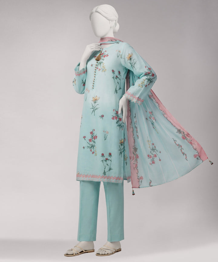 Lawn Multicolor Unstitched Suit - J. Junaid Jamshed