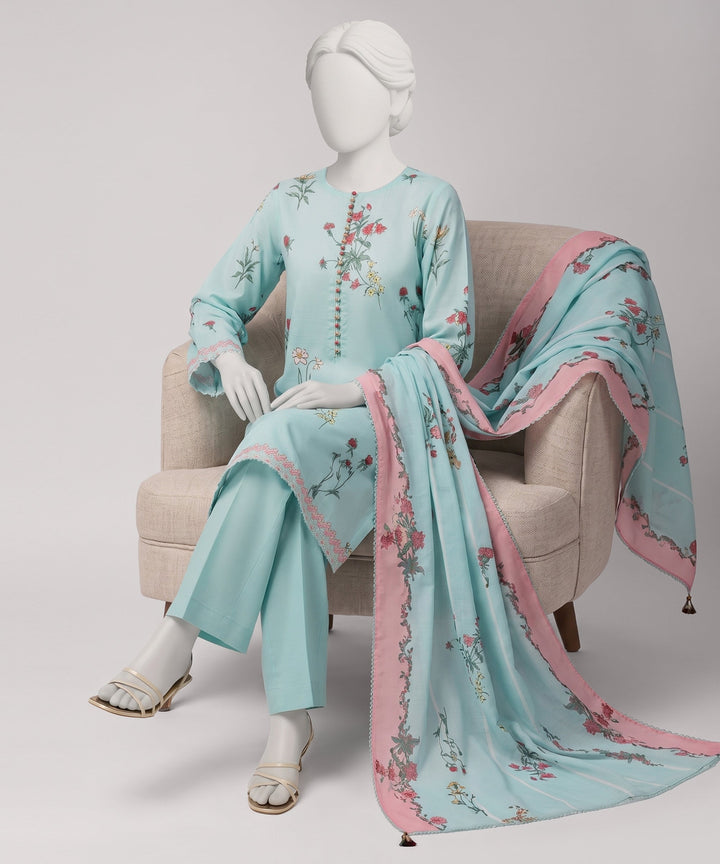 Lawn Multicolor Unstitched Suit - J. Junaid Jamshed