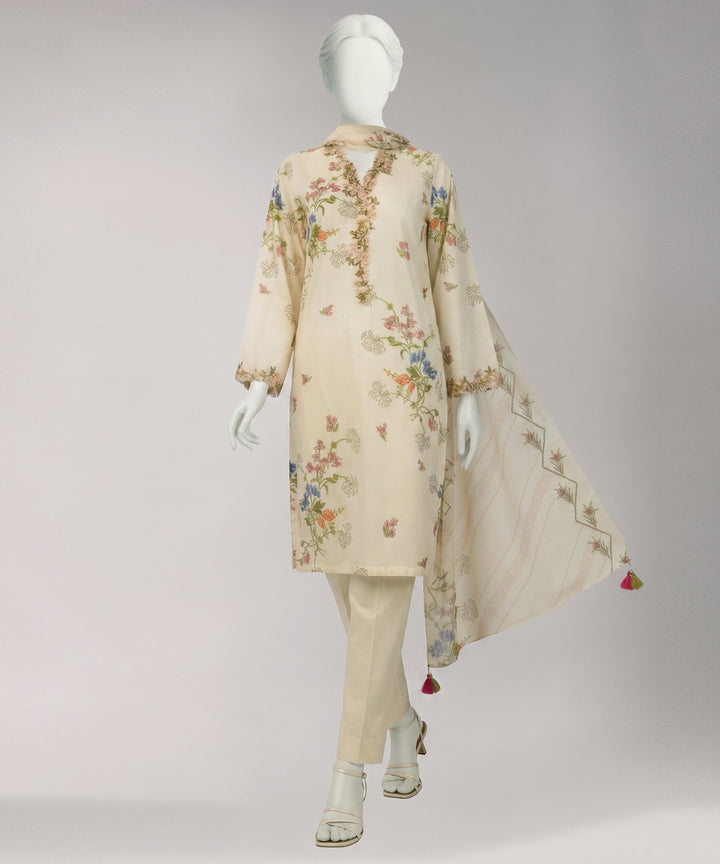 Lawn Multicolor Unstitched Suit - J. Junaid Jamshed
