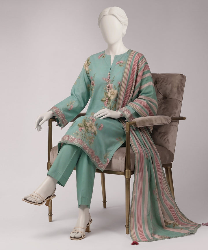 Lawn Multicolor Unstitched Suit - J. Junaid Jamshed