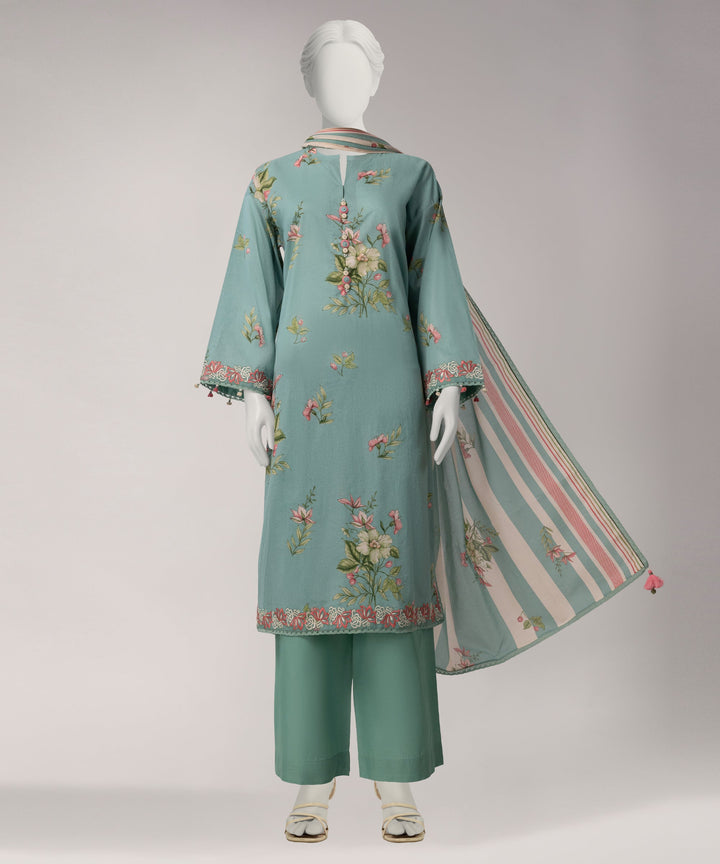 Lawn Multicolor Unstitched Suit - J. Junaid Jamshed