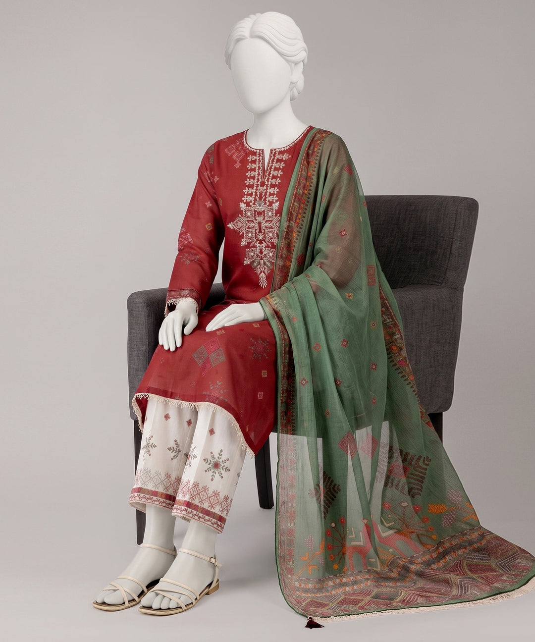 Lawn Multicolor Unstitched Suit - J. Junaid Jamshed