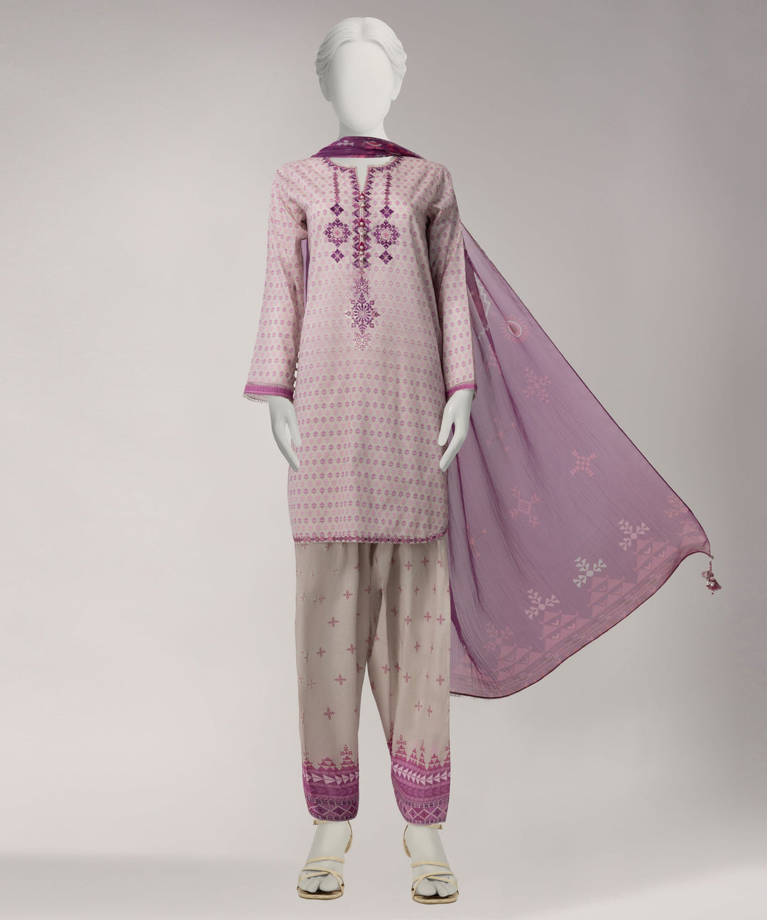 Lawn Multicolor Unstitched Suit - J. Junaid Jamshed