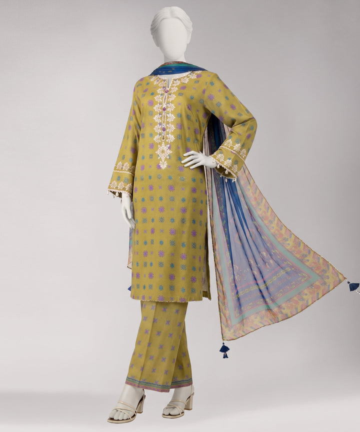 Lawn Multicolor Unstitched Suit - J. Junaid Jamshed