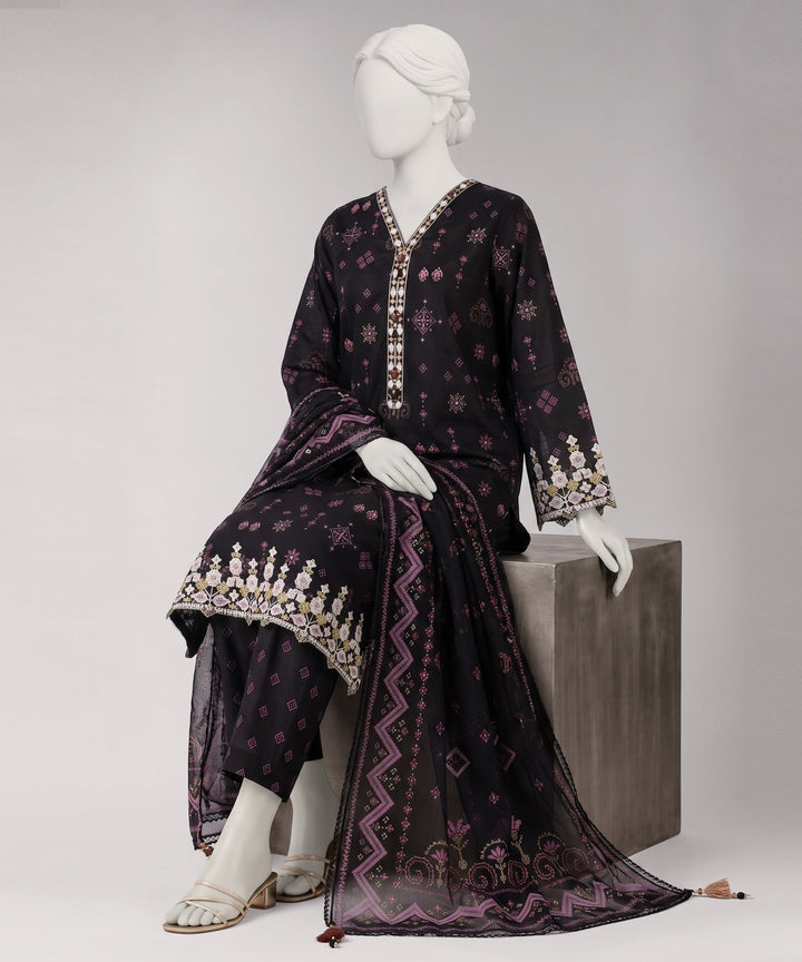 Lawn Multicolor Unstitched Suit - J. Junaid Jamshed