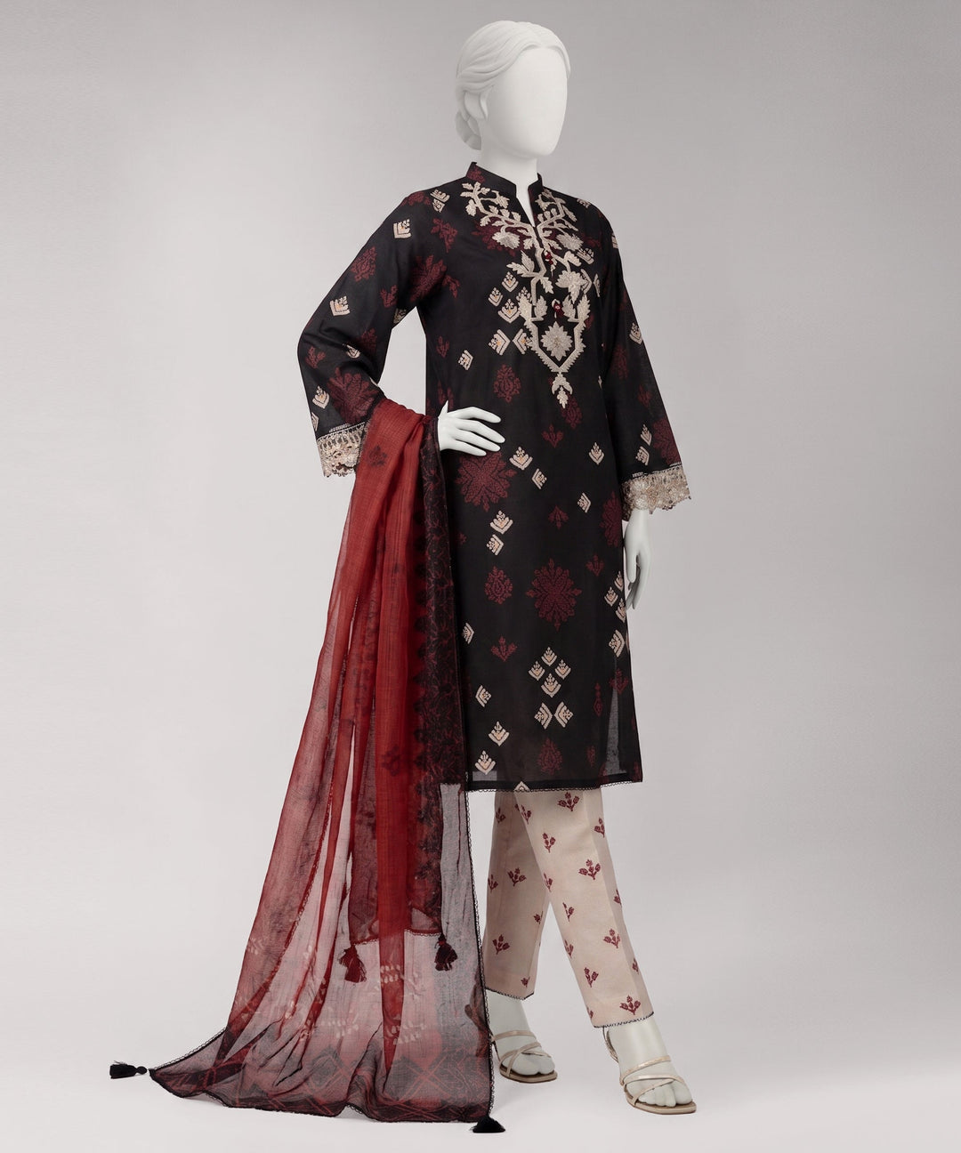 Lawn Multicolor Unstitched Suit - J. Junaid Jamshed