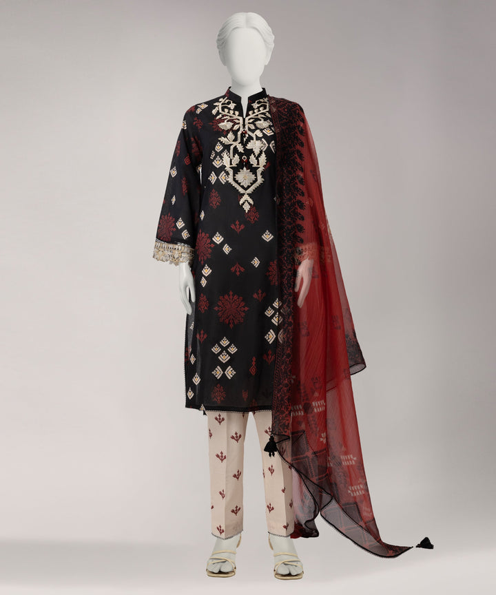 Lawn Multicolor Unstitched Suit - J. Junaid Jamshed