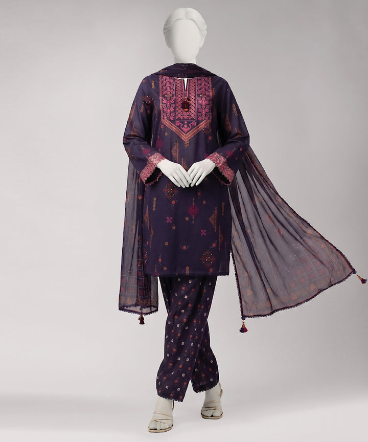 Lawn Multicolor Unstitched Suit - J. Junaid Jamshed