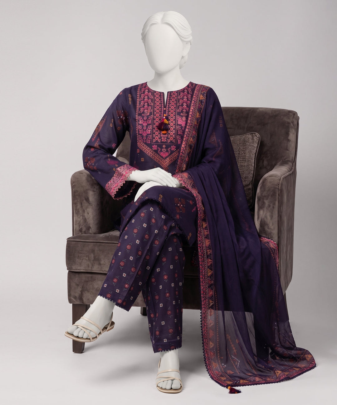 Lawn Multicolor Unstitched Suit - J. Junaid Jamshed