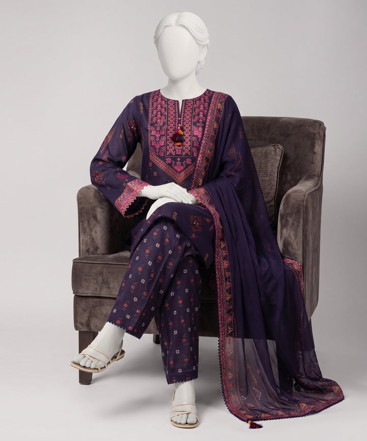 Lawn Multicolor Unstitched Suit - J. Junaid Jamshed