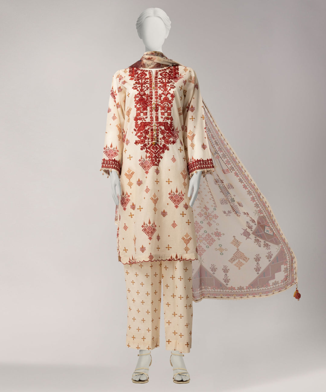 Lawn Multicolor Unstitched Suit - J. Junaid Jamshed