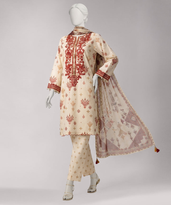 Lawn Multicolor Unstitched Suit - J. Junaid Jamshed