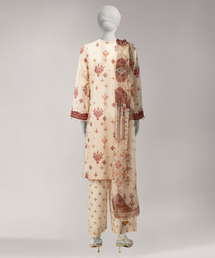 Lawn Multicolor Unstitched Suit - J. Junaid Jamshed