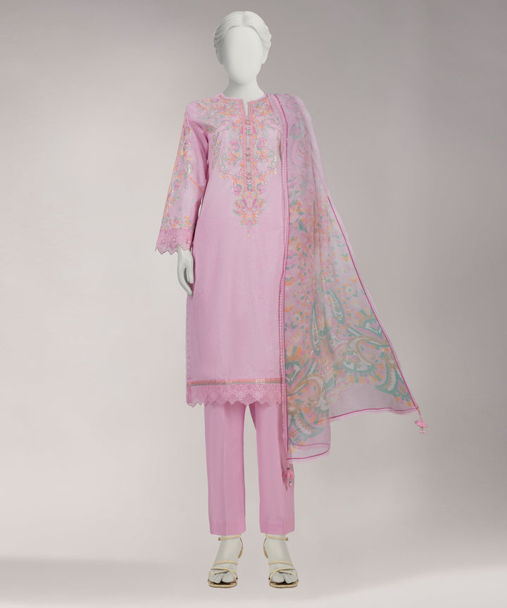 Lawn Pink Unstitched Suit - J. Junaid Jamshed