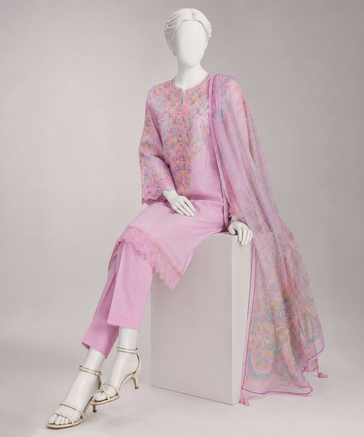 Lawn Pink Unstitched Suit - J. Junaid Jamshed