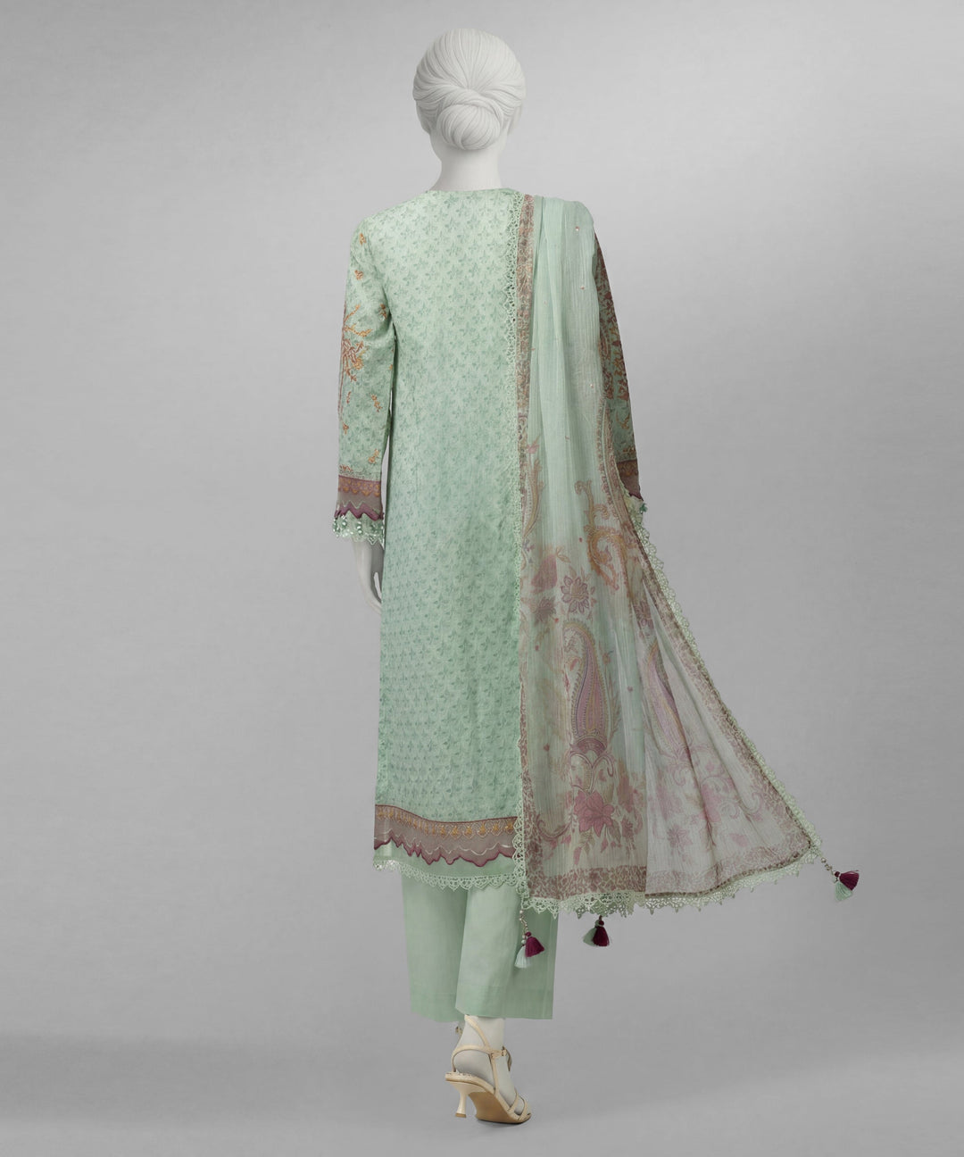 Lawn Green Unstitched Suit - J. Junaid Jamshed