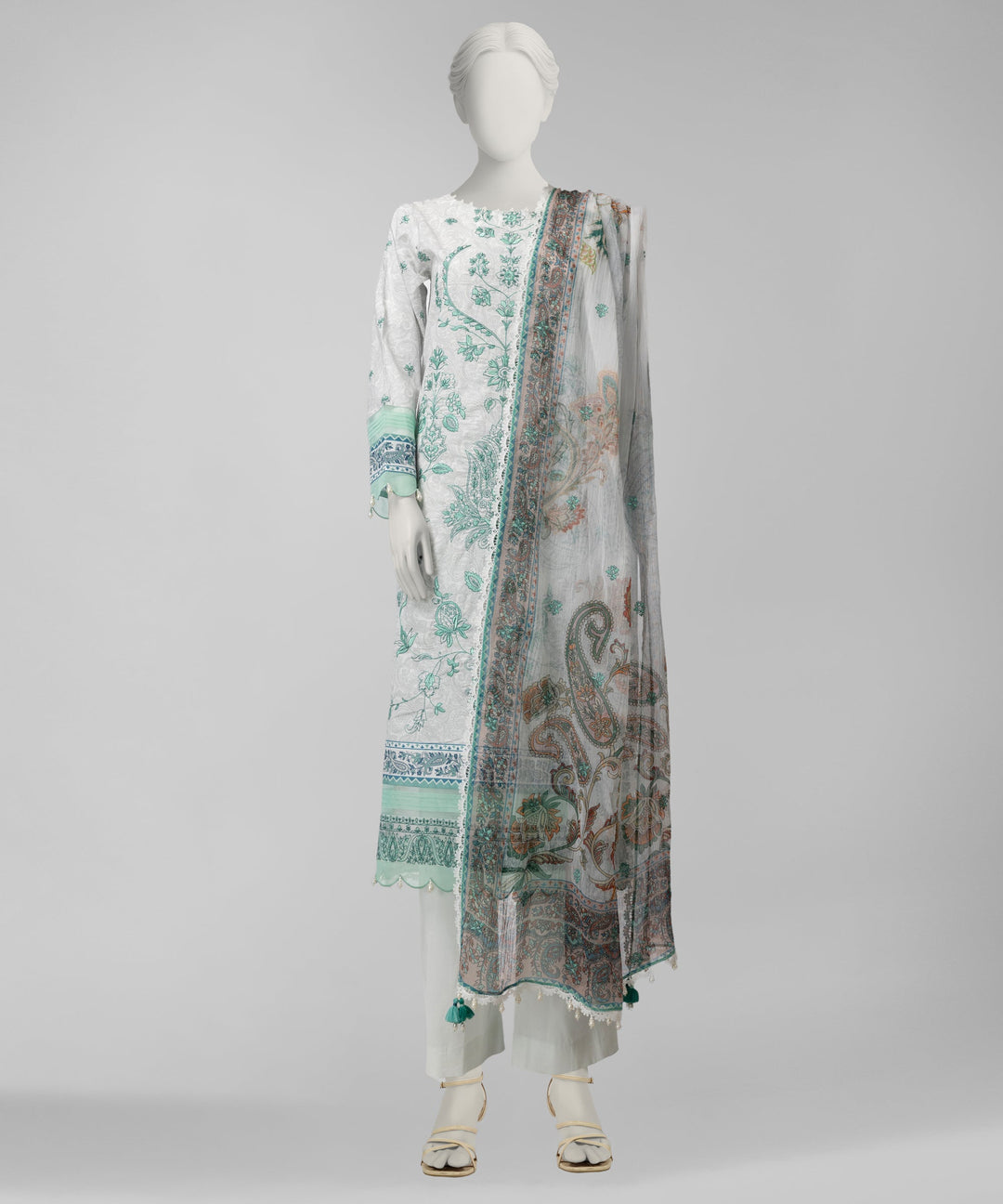 Lawn Grey Unstitched Suit - J. Junaid Jamshed