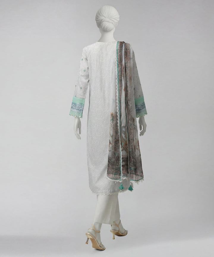Lawn Grey Unstitched Suit - J. Junaid Jamshed