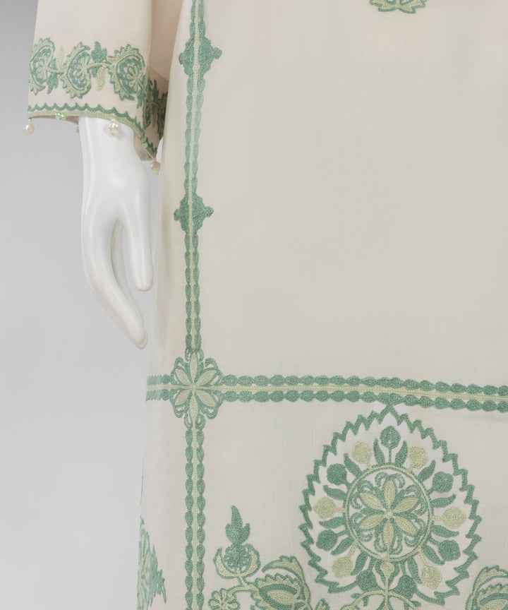 Lawn Off White Unstitched Suit - J. Junaid Jamshed