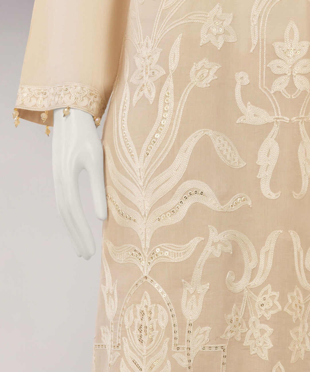 Lawn Beige Unstitched Suit - J. Junaid Jamshed