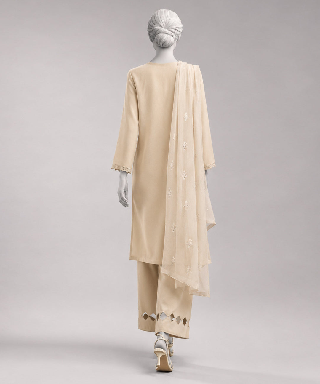Lawn Beige Unstitched Suit - J. Junaid Jamshed