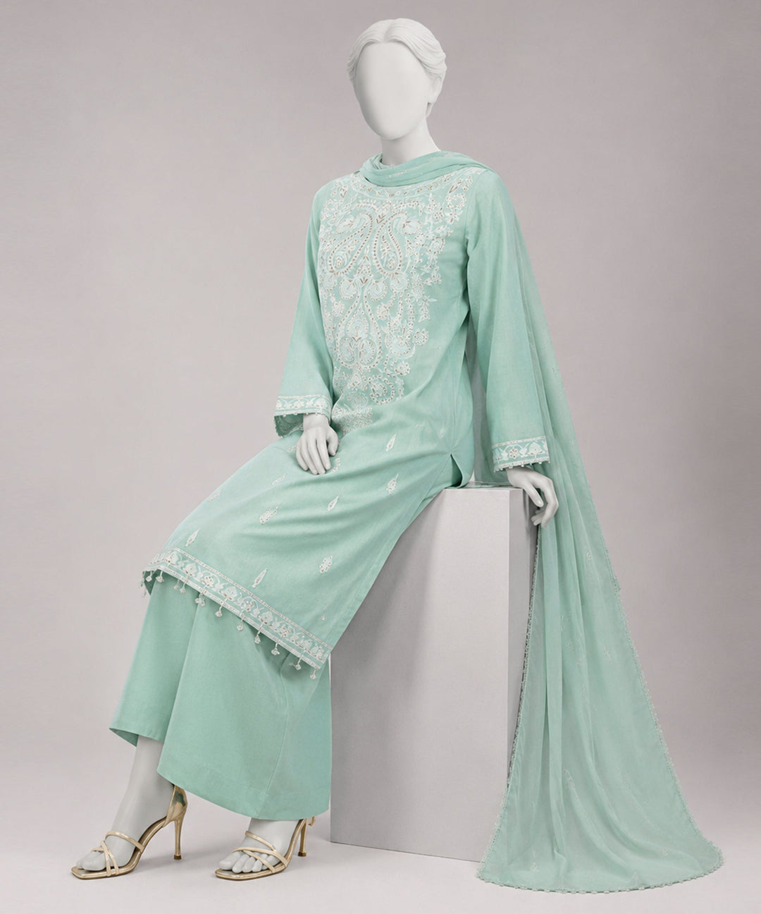 Lawn Sky Blue Unstitched Suit - J. Junaid Jamshed