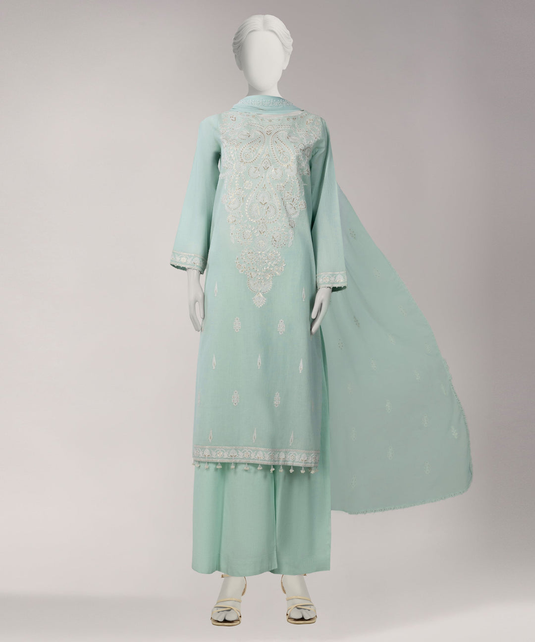 Lawn Sky Blue Unstitched Suit - J. Junaid Jamshed