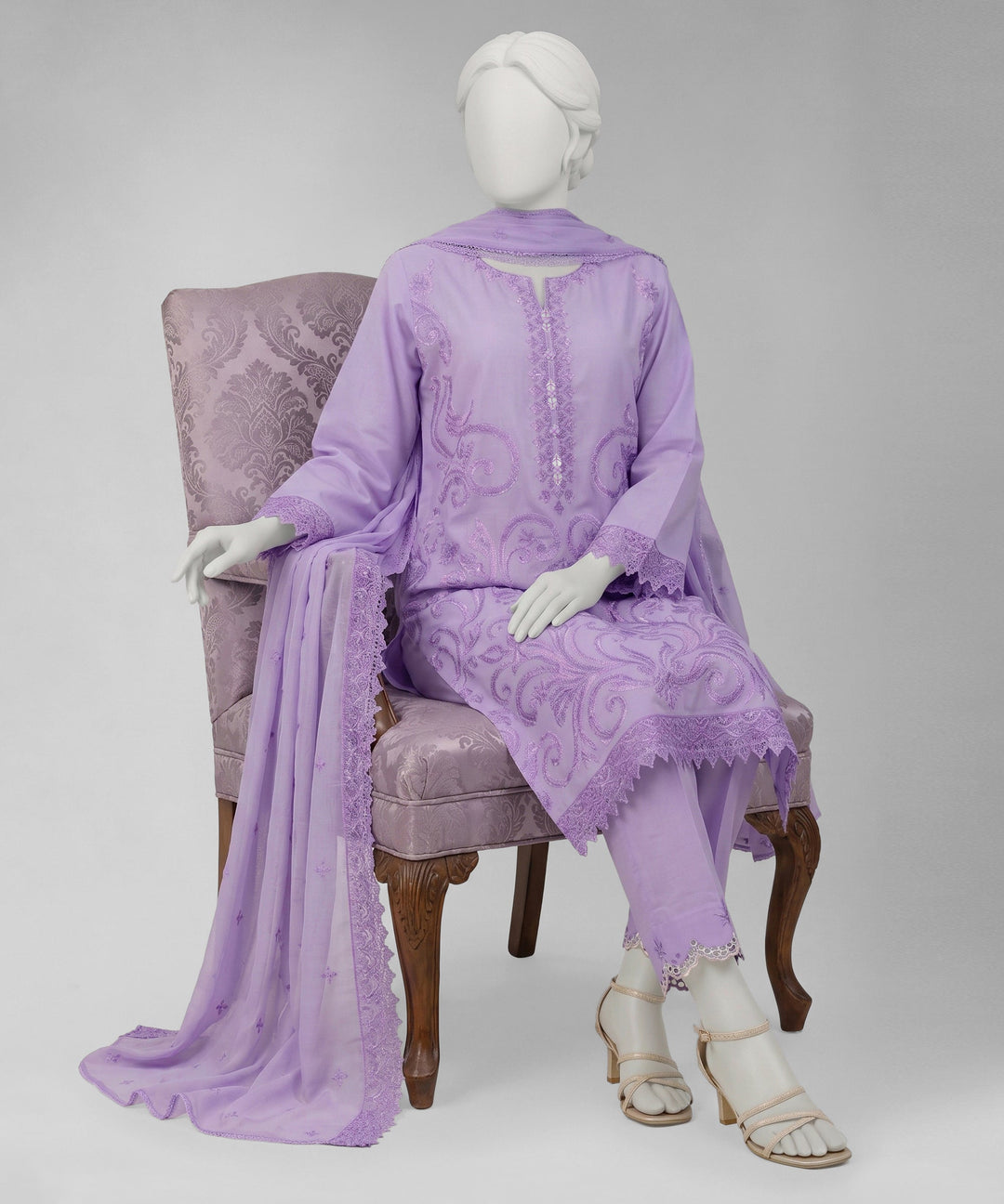 Lawn Lilac Unstitched Suit - J. Junaid Jamshed