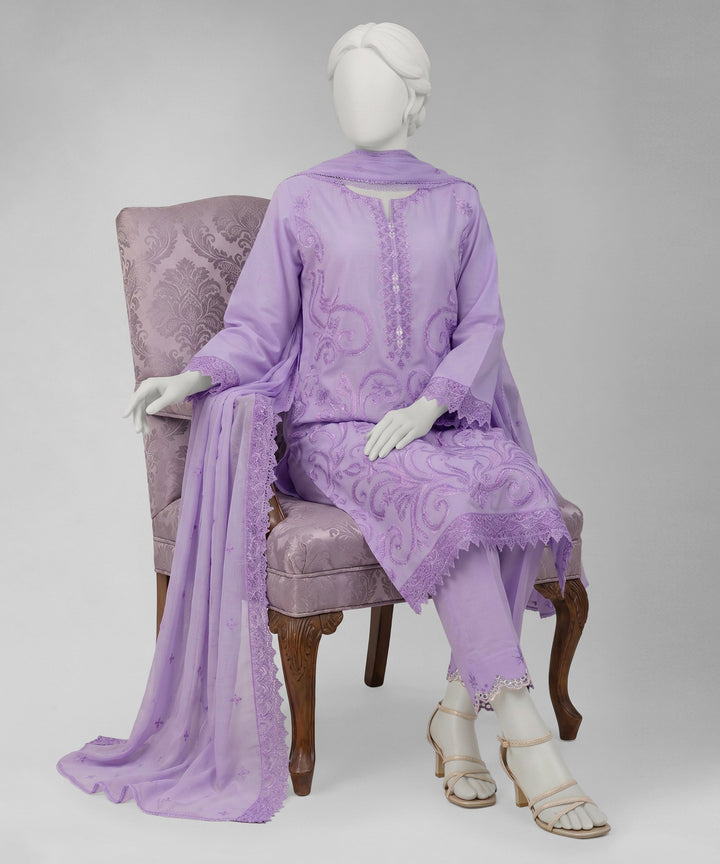 Lawn Lilac Unstitched Suit - J. Junaid Jamshed