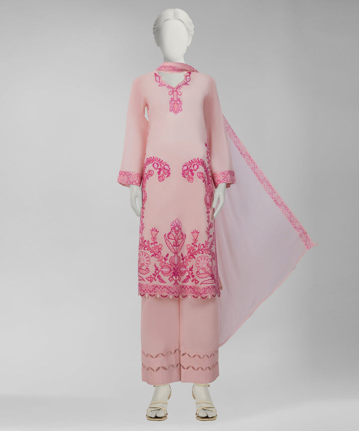 Lawn Pink Unstitched Suit - J. Junaid Jamshed