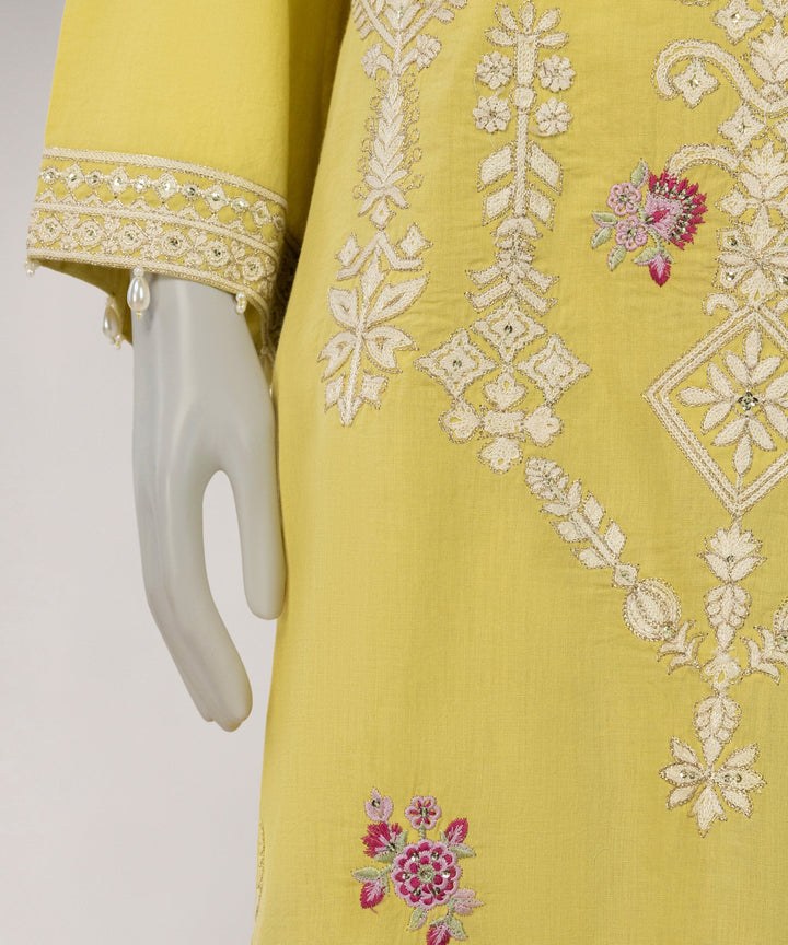 Lawn Yellow Unstitched Suit - J. Junaid Jamshed