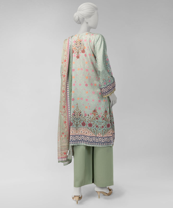 Poly Jacquard Green Unstitched Suit - J. Junaid Jamshed