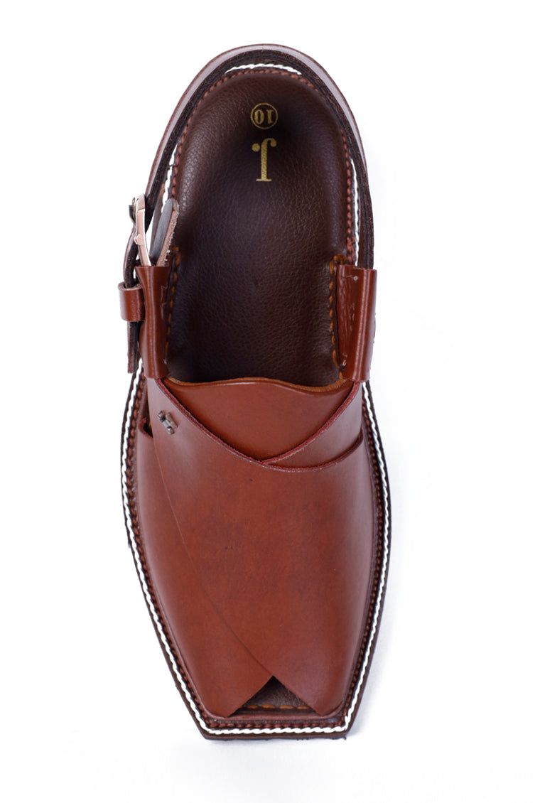 High Chrome Brown Peshawari Chappal - J. Junaid Jamshed