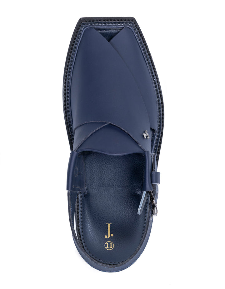 Plain Blue Peshawari Chappal - J. Junaid Jamshed