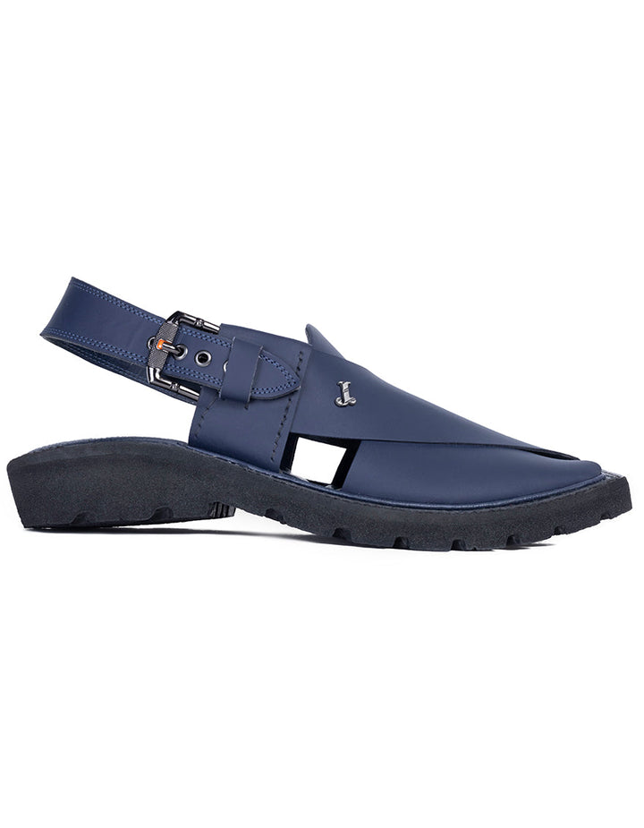 Plain Blue Peshawari Chappal - J. Junaid Jamshed