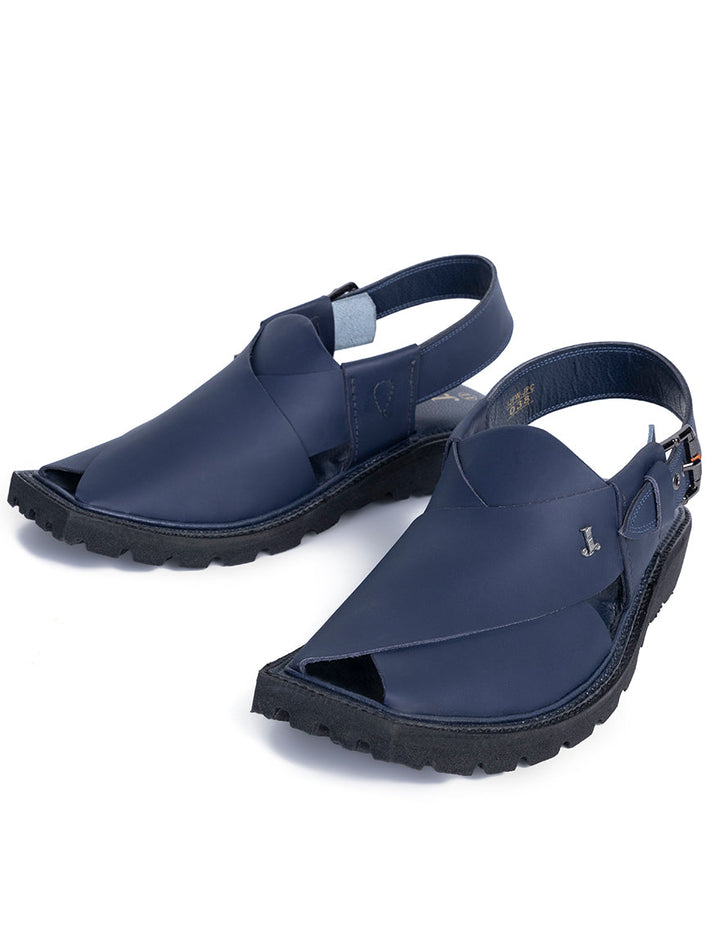 Plain Blue Peshawari Chappal - J. Junaid Jamshed