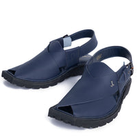 Plain Blue Peshawari Chappal - J. Junaid Jamshed