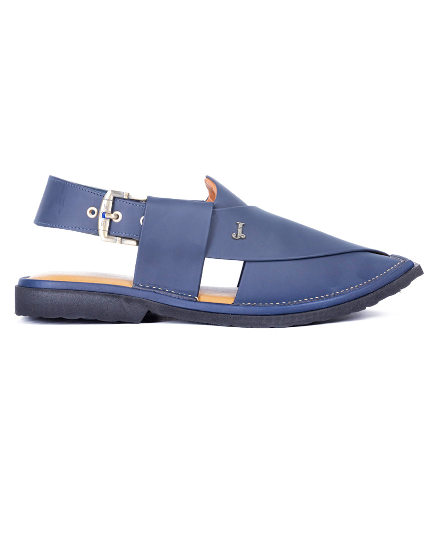 Plain Blue Peshawari Chappal - J. Junaid Jamshed