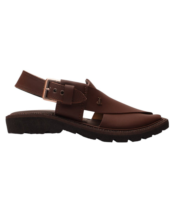 Plain Dark Brown Peshawari Chappal - J. Junaid Jamshed