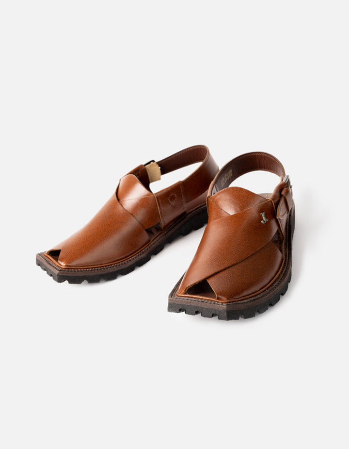 Plain Brown Peshawari Chappal - J. Junaid Jamshed