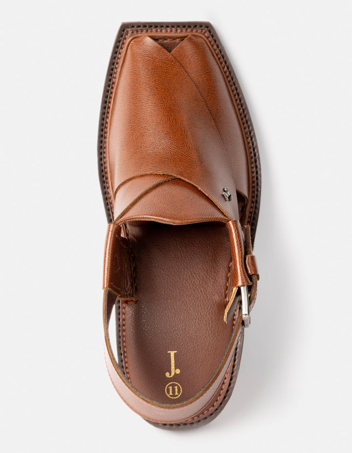 Plain Brown Peshawari Chappal - J. Junaid Jamshed