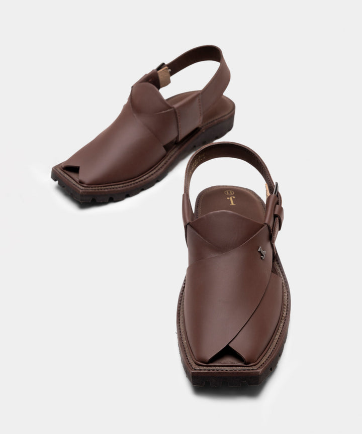 Plain Brown Peshawari Chappal - J. Junaid Jamshed