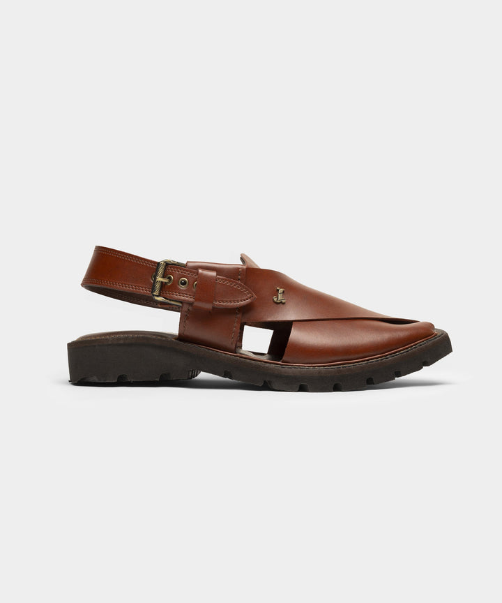 Plain Maroon Peshawari Chappal - J. Junaid Jamshed